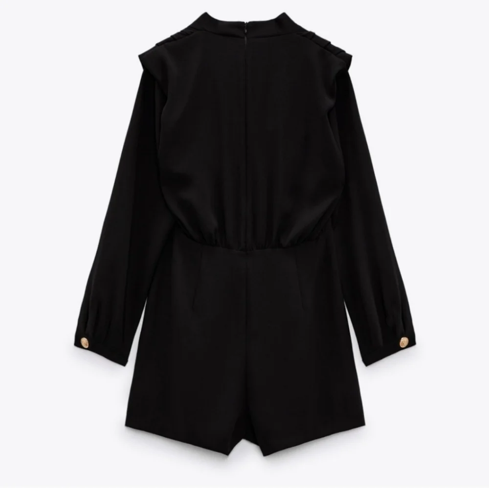 Zara Black Long Sleeve Gold Button Romper Size S LIKE NEW Y-2552